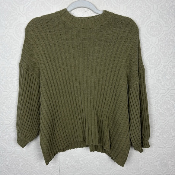 Urban Outfitters Sweaters - Urban Outfitters Lou Mock Neck Pullover Sweater Green Ribbed Knit Oversized Boxy